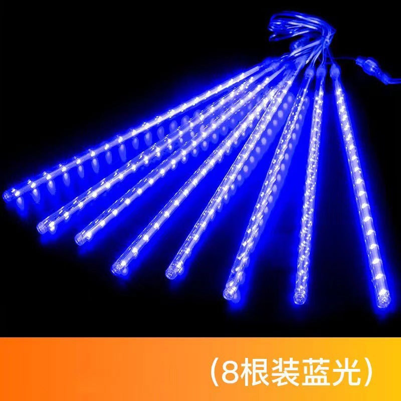 LED Meteor Shower Lights Outdoor Rainproof Solar Energy Hanging Tree Ice Strip Tube Lights String Christmas Decoration Meteor Lights Lighting