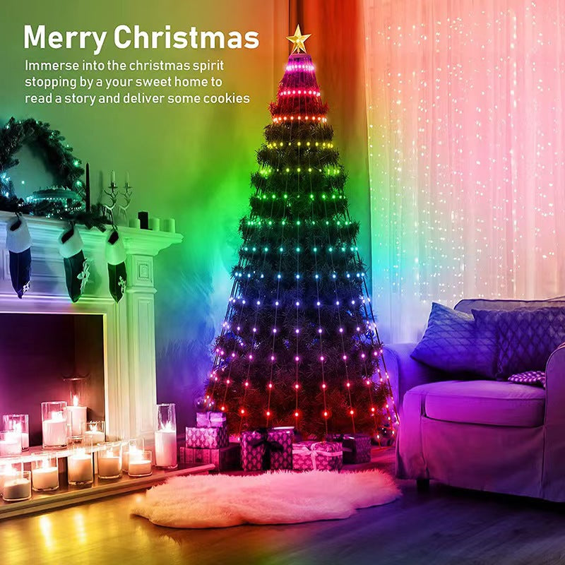 Cross-border RGB Smart Point Control Magic Leather Line Light String APP Bluetooth Christmas Decoration Outdoor Atmosphere Lights