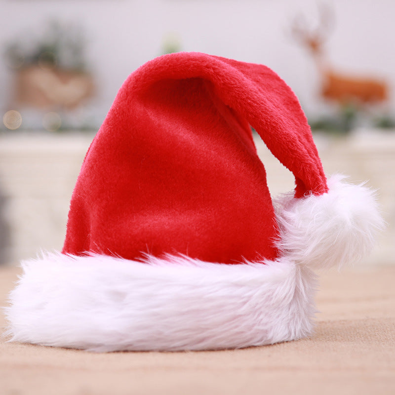 Christmas Hat Thickened Plush Big Hair Ball 2023 Amazon Adults And Children Red Christmas Hat Christmas Decoration