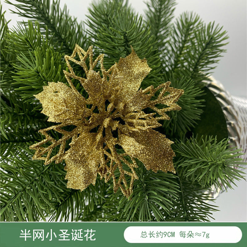 Christmas Decoration Wholesale Christmas Green Onion Powder Belt Hollow Flower Christmas Tree Wreath Ornament Pendant Ornament