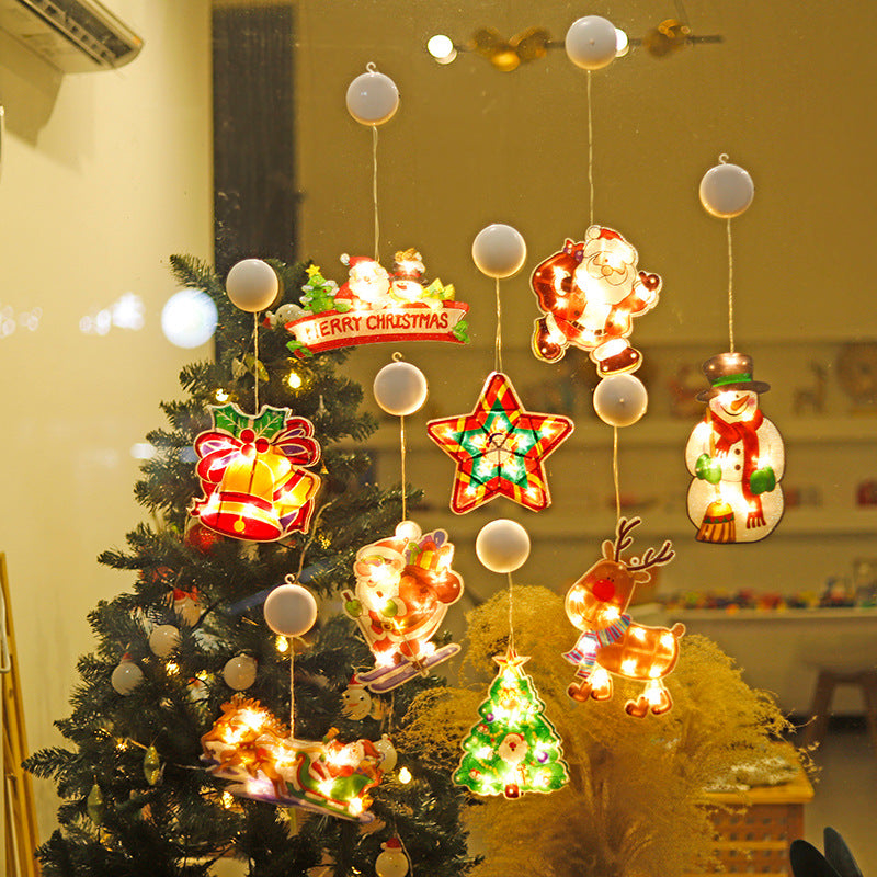 Christmas LED Suction Cup Lights Santa Elk Window Modeling Lights Christmas Tree Holiday Lights Christmas Decoration Lights