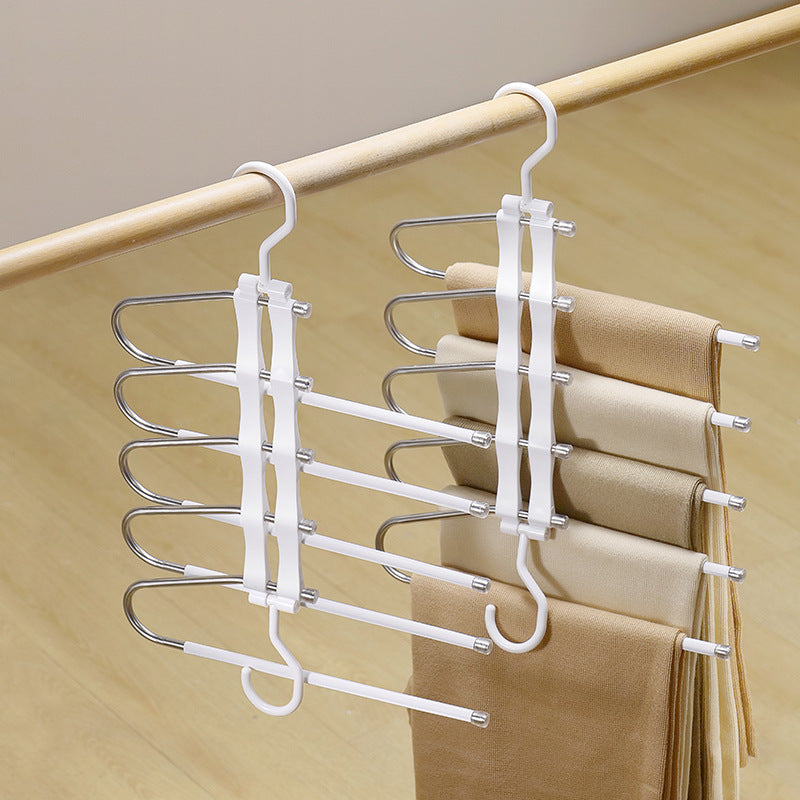 New Transparent Folding Trouser Rack Multi-functional Multi-layer Trouser Hanger Household Magic Seamless Trouser Clip Wardrobe Storage