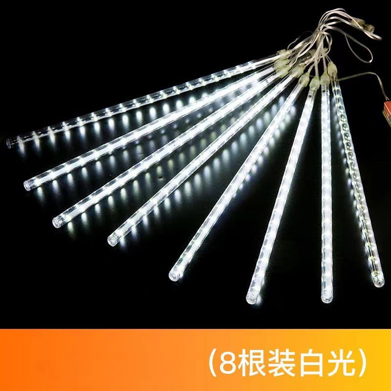 LED Meteor Shower Lights Outdoor Rainproof Solar Energy Hanging Tree Ice Strip Tube Lights String Christmas Decoration Meteor Lights Lighting