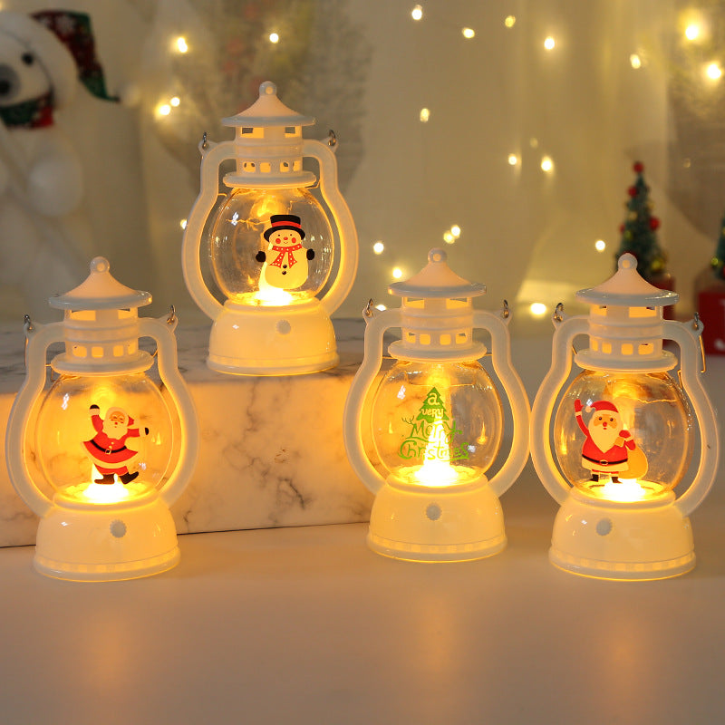 Christmas decoration gift LED portable small oil lamp night light simulation horse lantern Christmas desktop decoration