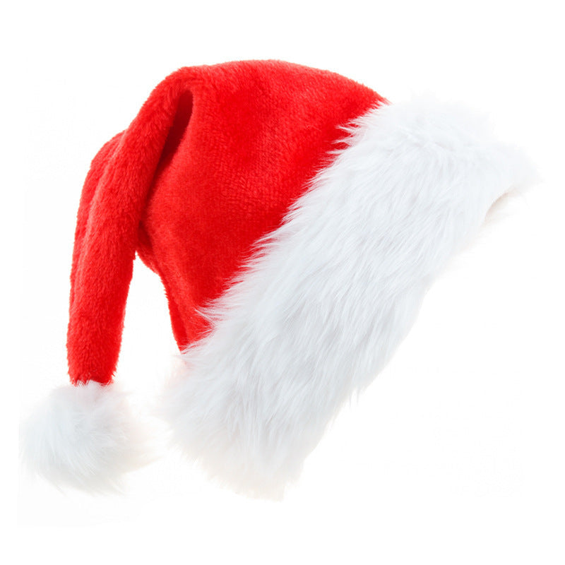 Christmas Hat Thickened Plush Big Hair Ball 2023 Amazon Adults And Children Red Christmas Hat Christmas Decoration