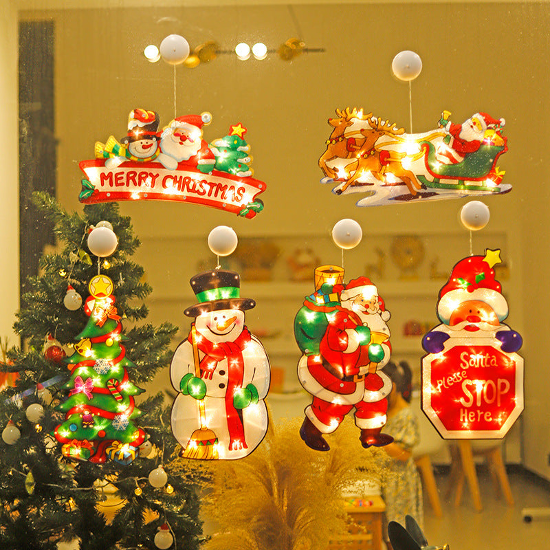 Christmas LED Suction Cup Lights Santa Elk Window Modeling Lights Christmas Tree Holiday Lights Christmas Decoration Lights