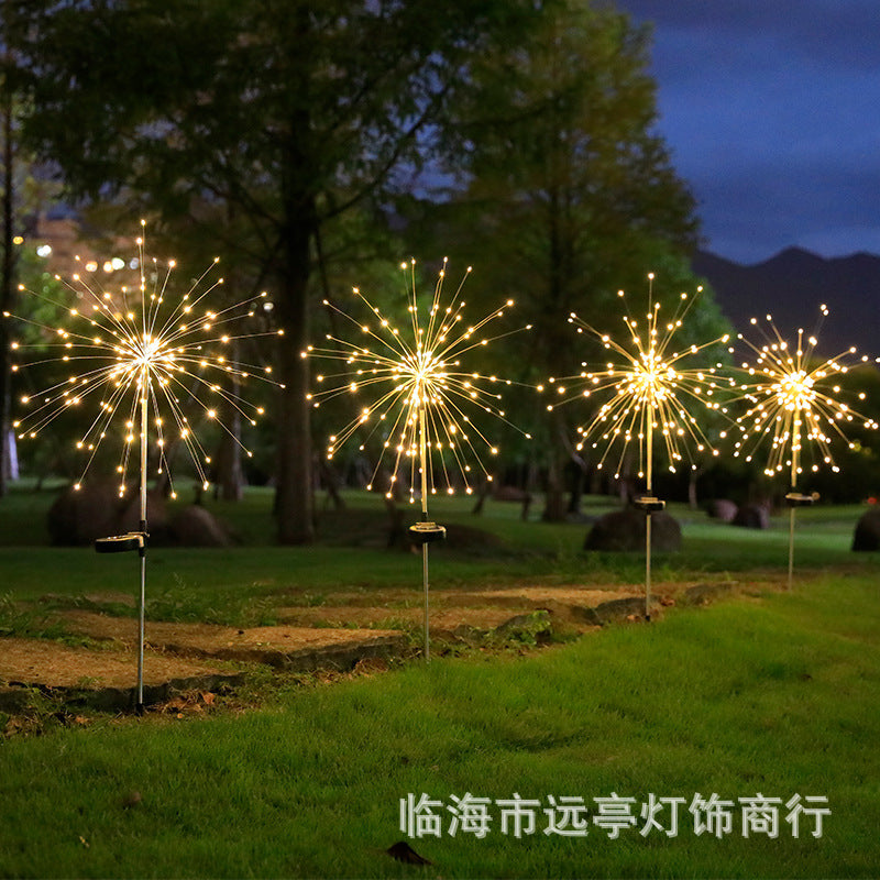 LED Solar Ground Fireworks Lights Outdoor Lawn Garden Christmas Decoration Copper Wire Lights Dandelion Lights