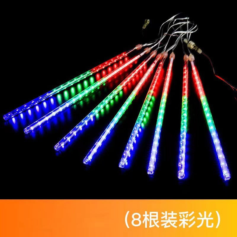 LED Meteor Shower Lights Outdoor Rainproof Solar Energy Hanging Tree Ice Strip Tube Lights String Christmas Decoration Meteor Lights Lighting