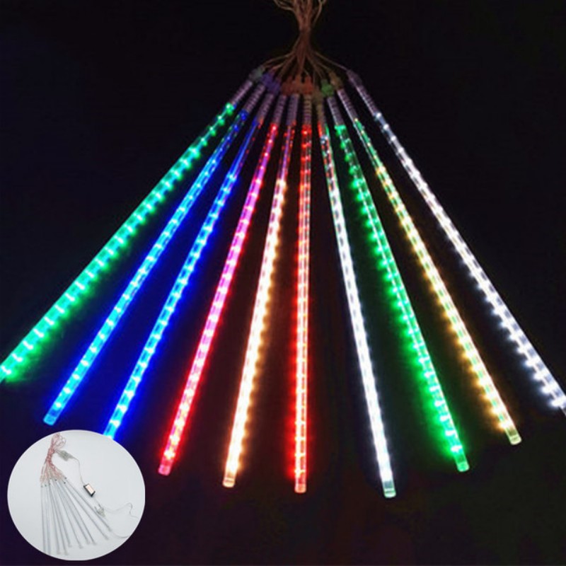 LED Meteor Shower Lights Outdoor Rainproof Solar Energy Hanging Tree Ice Strip Tube Lights String Christmas Decoration Meteor Lights Lighting