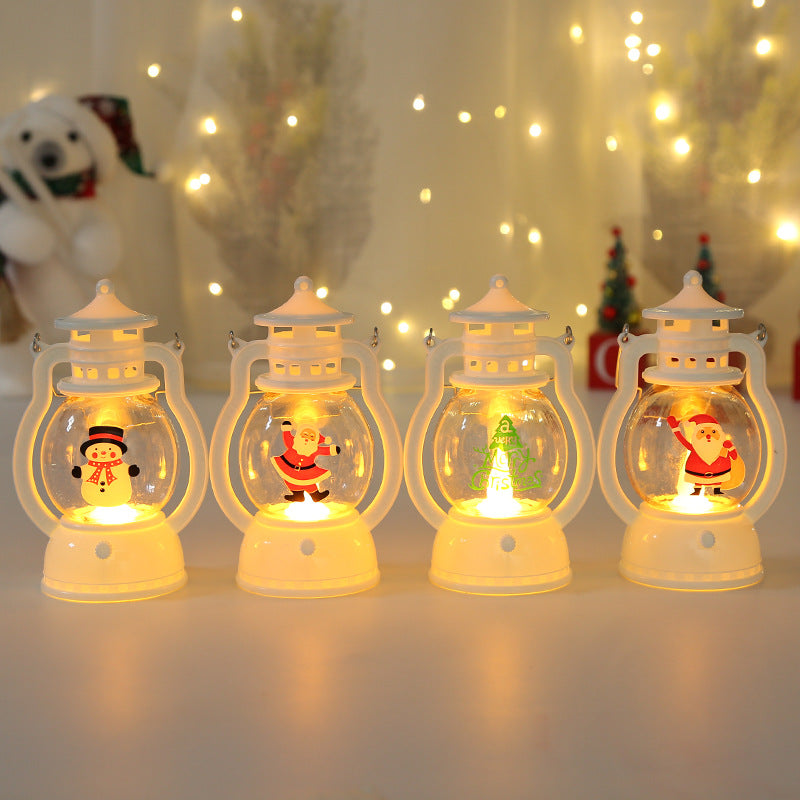 Christmas decoration gift LED portable small oil lamp night light simulation horse lantern Christmas desktop decoration