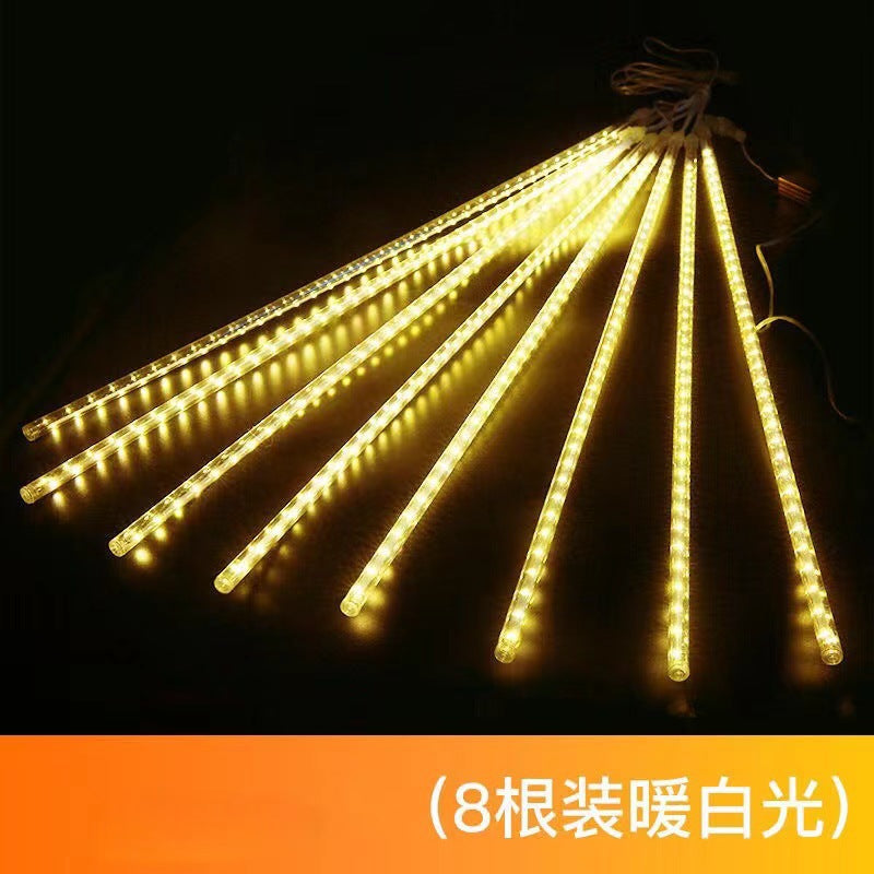 LED Meteor Shower Lights Outdoor Rainproof Solar Energy Hanging Tree Ice Strip Tube Lights String Christmas Decoration Meteor Lights Lighting