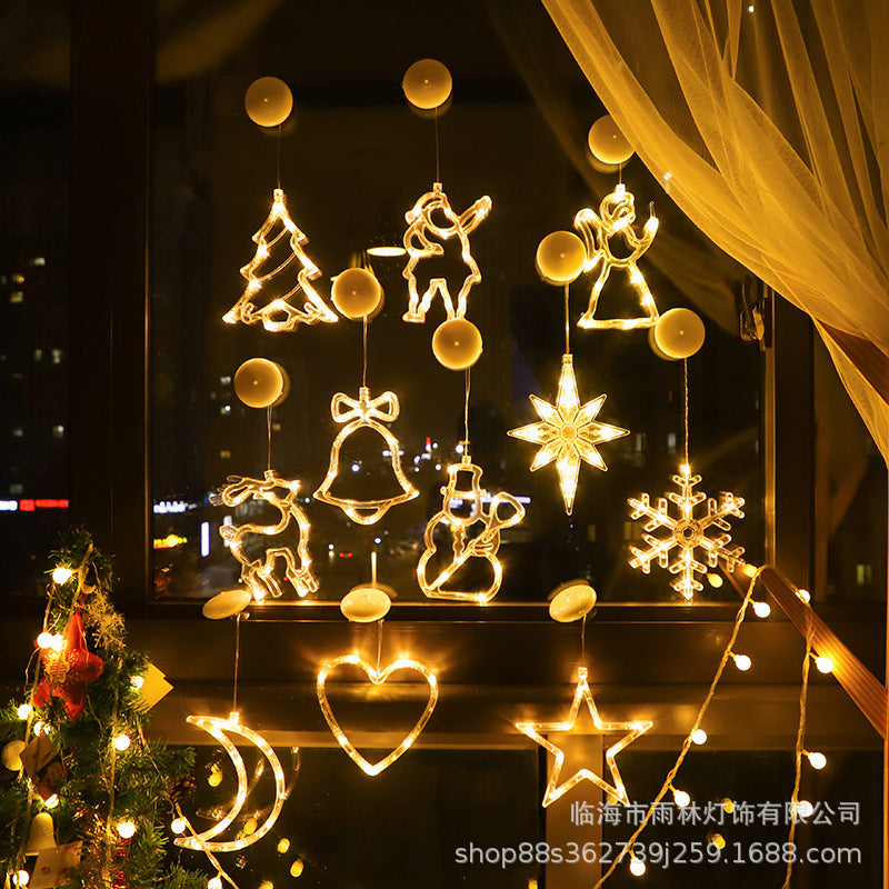 LED Christmas Decoration Lights Santa Claus Snowman Shape Window Suction Cup Lights Christmas Tree Holiday Decoration Lights