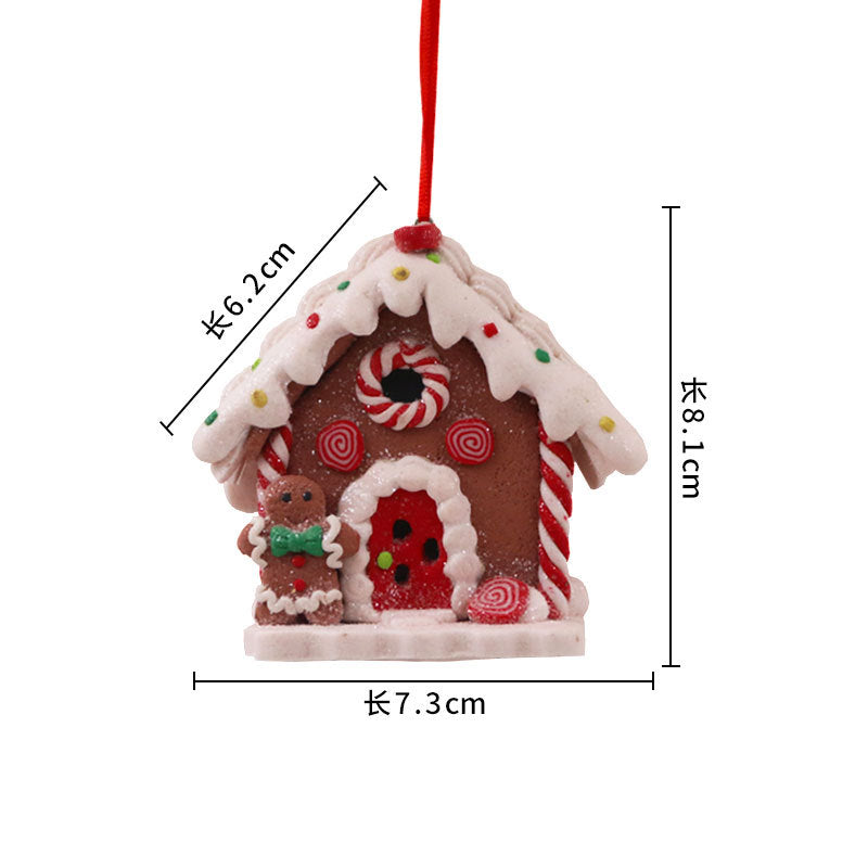 Christmas Decorations Soft Pottery Light-emitting Christmas House Creative Christmas LED Light-emitting Christmas House Christmas Decoration Pendant