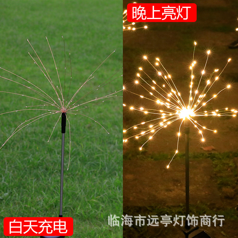 LED Solar Ground Fireworks Lights Outdoor Lawn Garden Christmas Decoration Copper Wire Lights Dandelion Lights