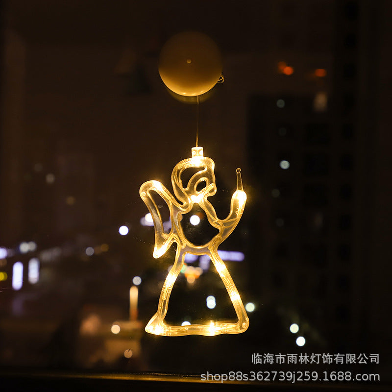 LED Christmas Decoration Lights Santa Claus Snowman Shape Window Suction Cup Lights Christmas Tree Holiday Decoration Lights