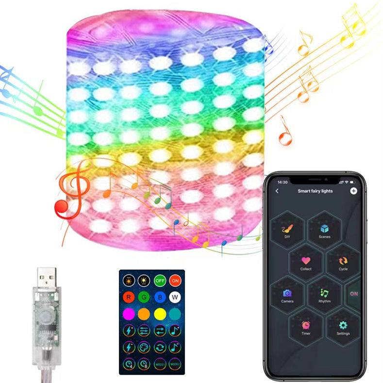 Cross-border RGB Smart Point Control Magic Leather Line Light String APP Bluetooth Christmas Decoration Outdoor Atmosphere Lights