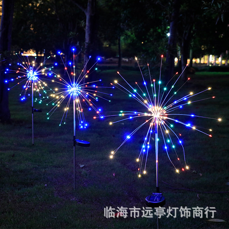 LED Solar Ground Fireworks Lights Outdoor Lawn Garden Christmas Decoration Copper Wire Lights Dandelion Lights